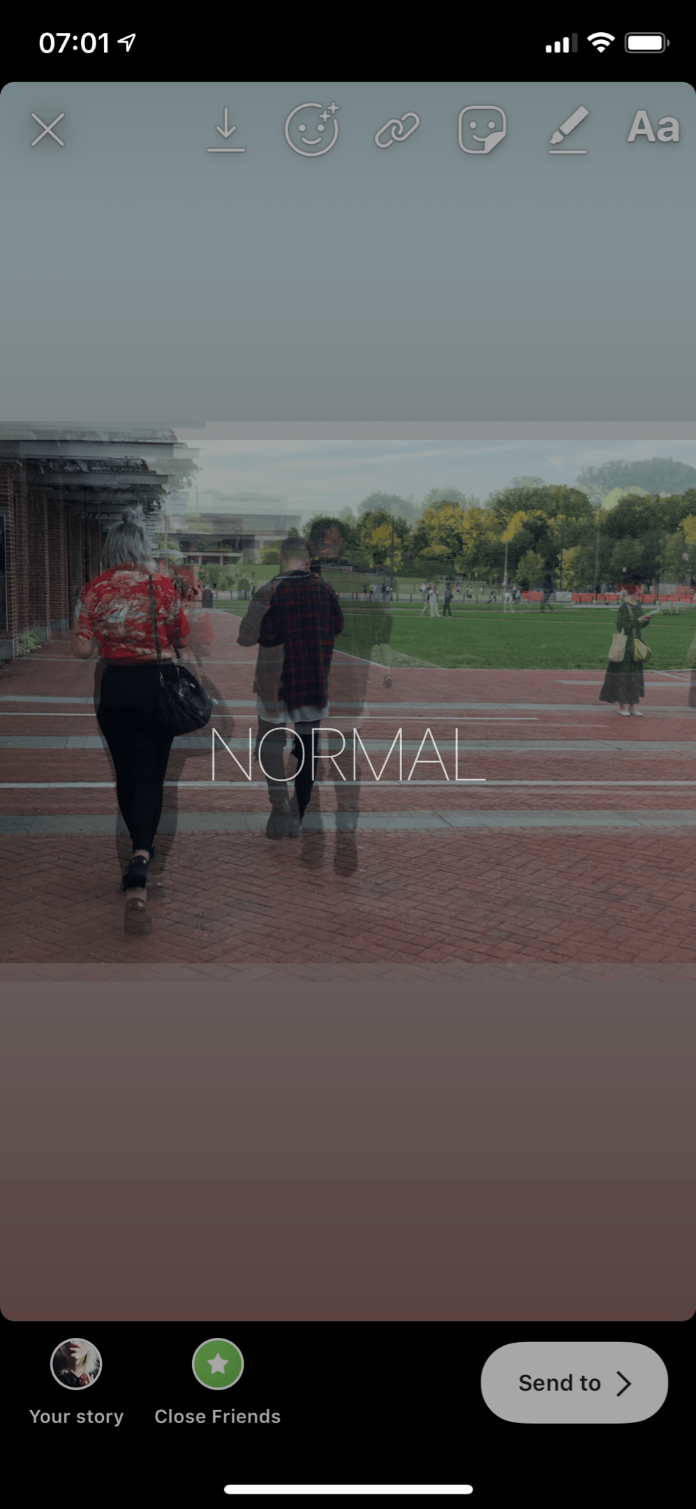 To return the Boomerang to a normal photo, simply press and hold the image for approximately 2 seconds until ‘NORMAL’ appears on the screen.
