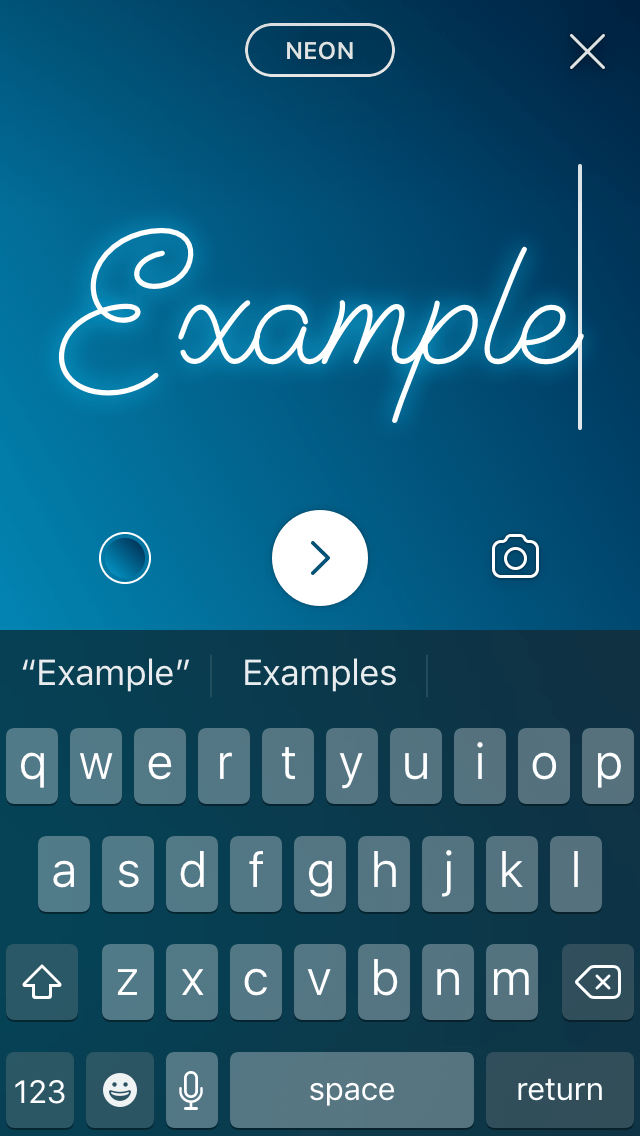 Write your text and hit the arrow button in the Instagram stories creator.