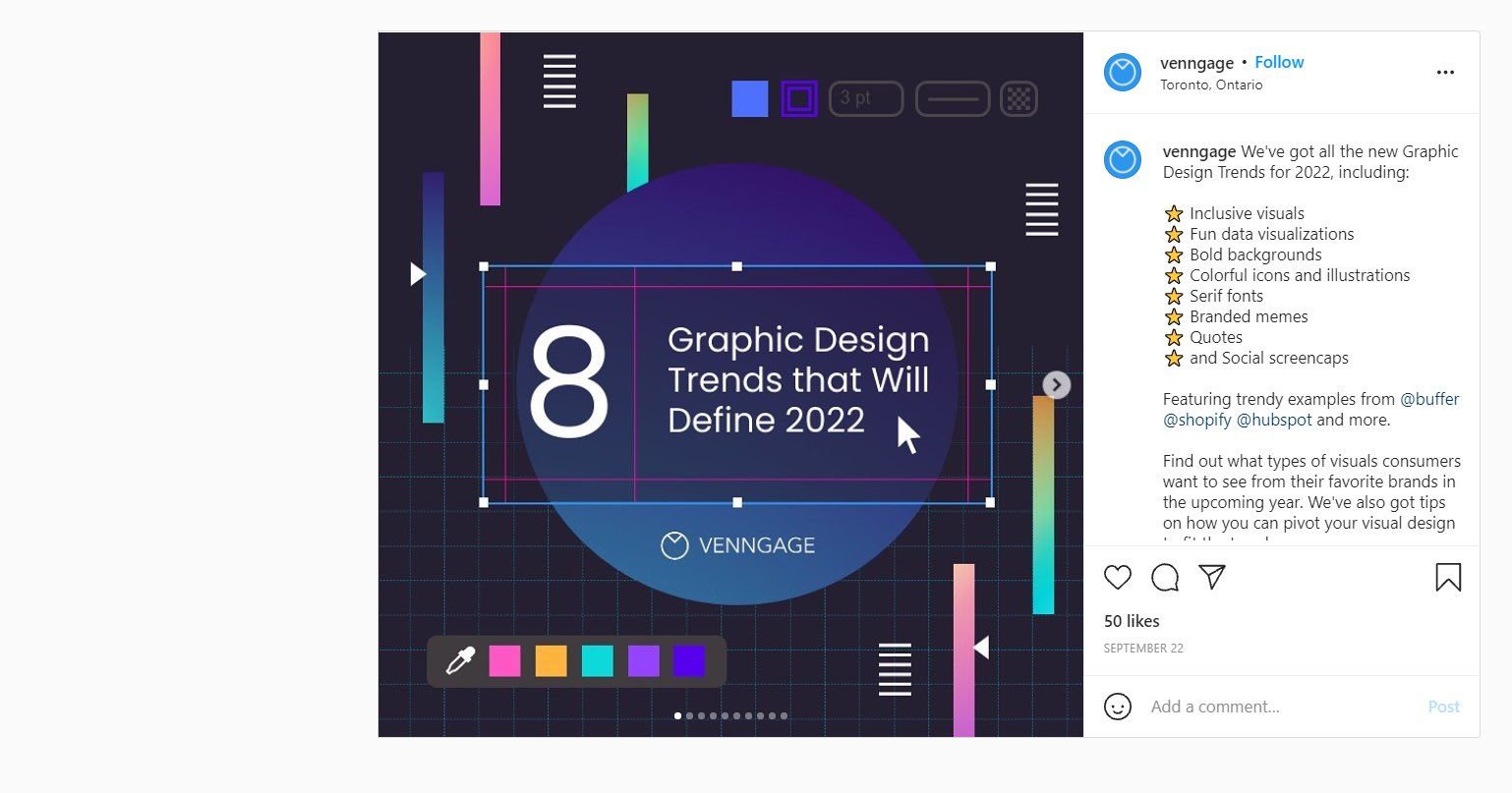 Instagram post by @Vennage created using their tool