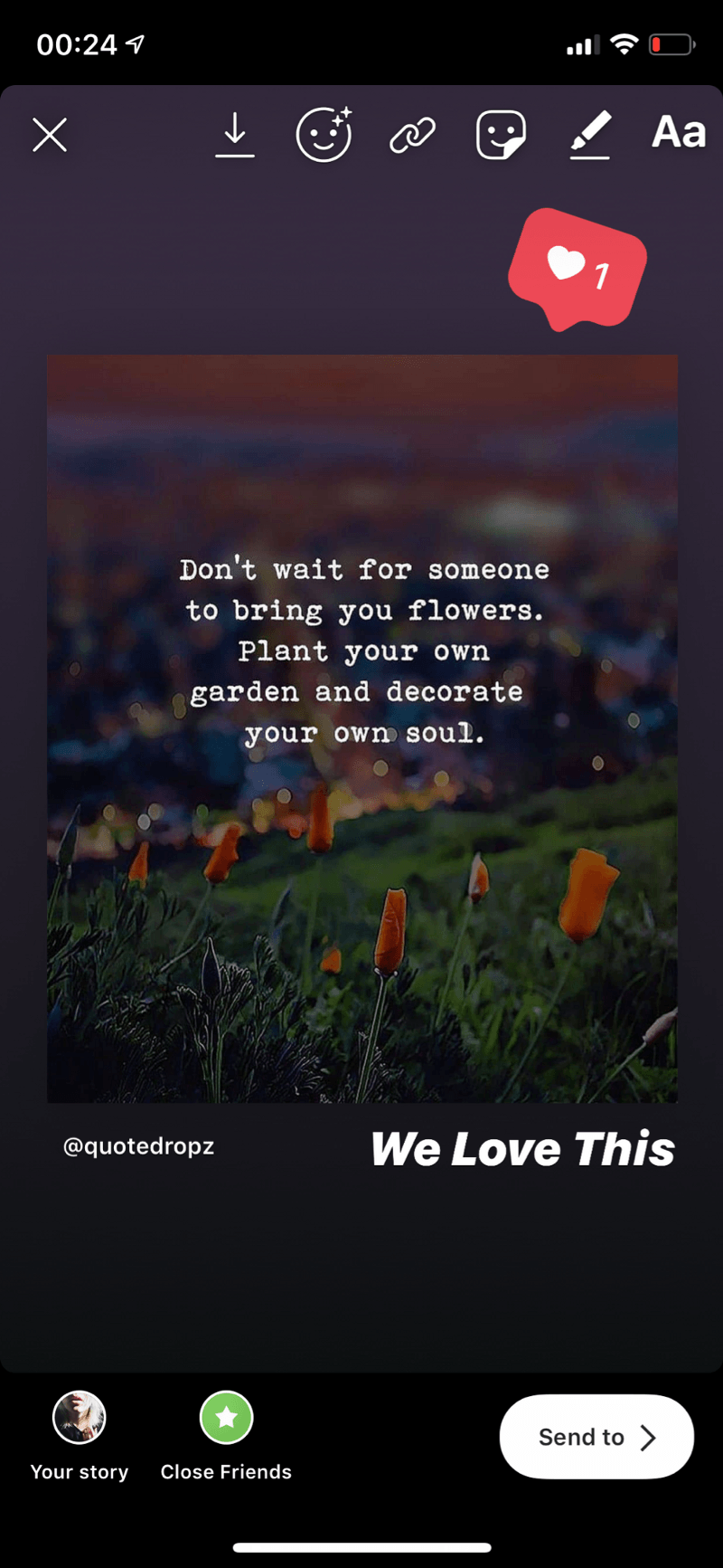 Further edit the Instagram Stories post to your preferences.