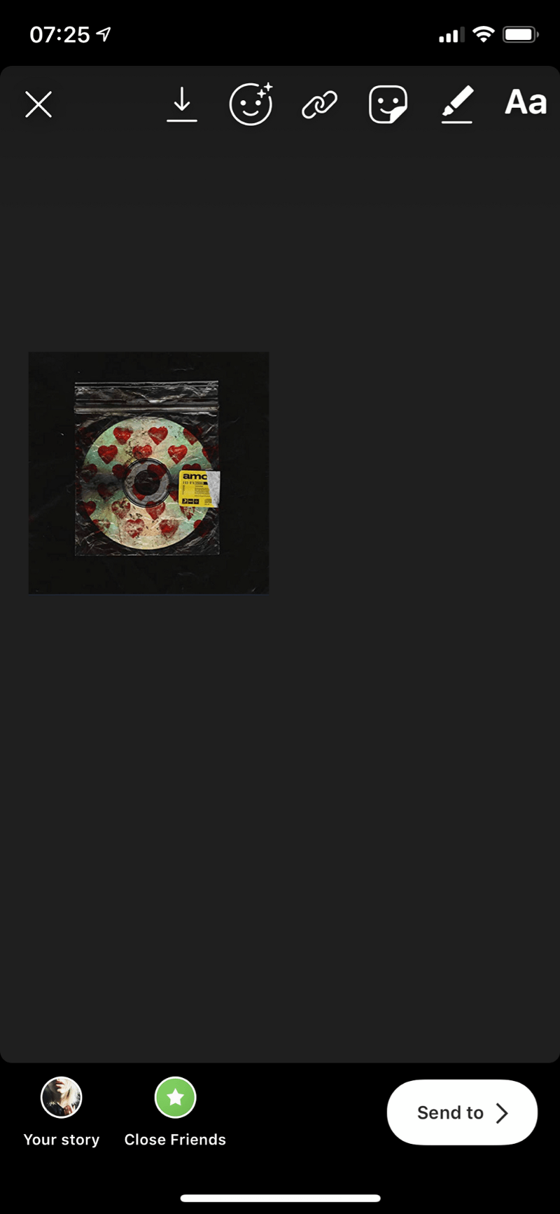 Select an image or video from the camera roll, accessed from the bottom left-hand corner of the screen, and resize as desired.